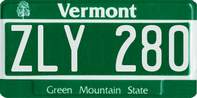 VT license plate ZLY280
