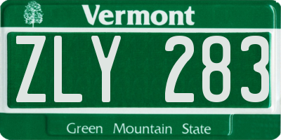 VT license plate ZLY283