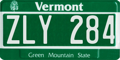 VT license plate ZLY284