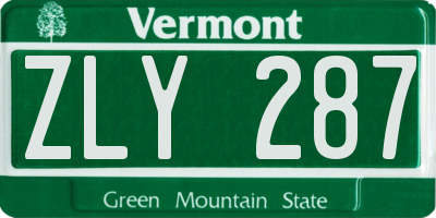 VT license plate ZLY287