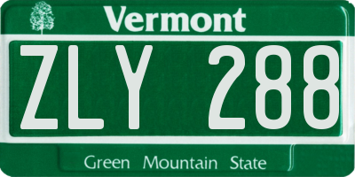VT license plate ZLY288