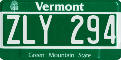 VT license plate ZLY294