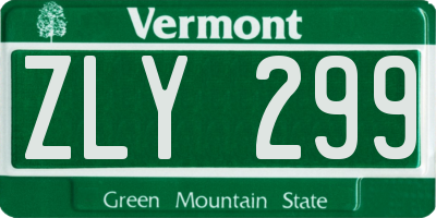 VT license plate ZLY299