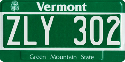 VT license plate ZLY302