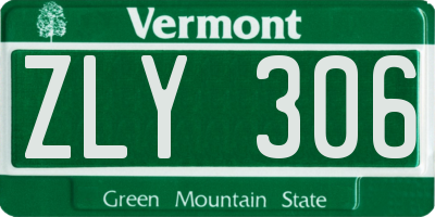 VT license plate ZLY306