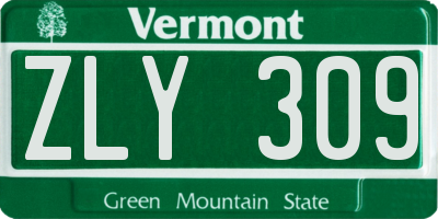 VT license plate ZLY309
