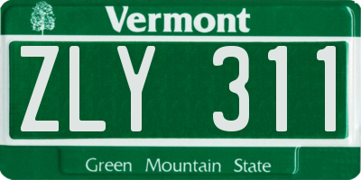 VT license plate ZLY311