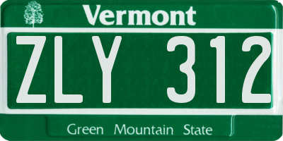 VT license plate ZLY312