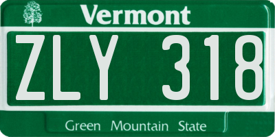 VT license plate ZLY318