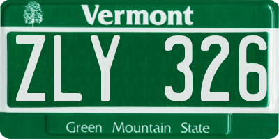 VT license plate ZLY326