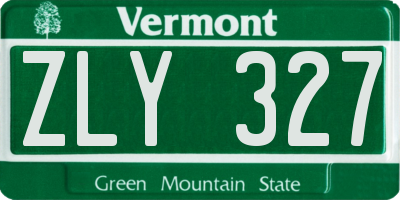 VT license plate ZLY327