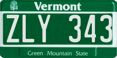 VT license plate ZLY343
