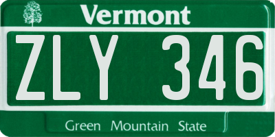 VT license plate ZLY346