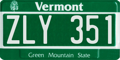 VT license plate ZLY351