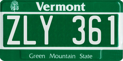 VT license plate ZLY361