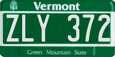 VT license plate ZLY372