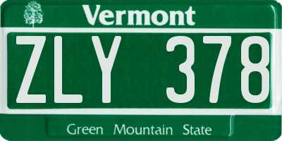 VT license plate ZLY378