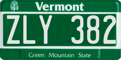 VT license plate ZLY382