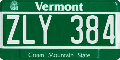VT license plate ZLY384