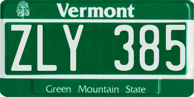 VT license plate ZLY385