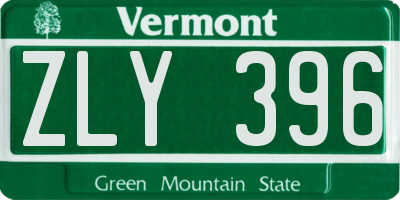 VT license plate ZLY396