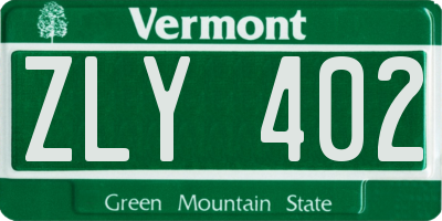 VT license plate ZLY402