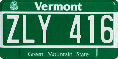 VT license plate ZLY416