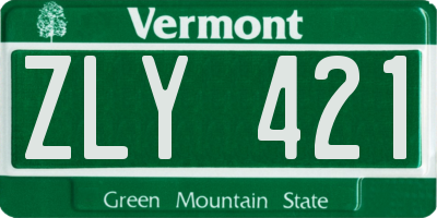 VT license plate ZLY421