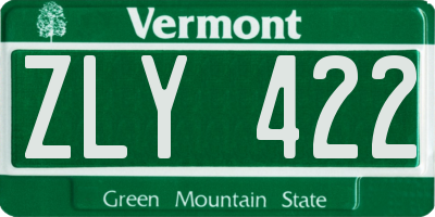 VT license plate ZLY422