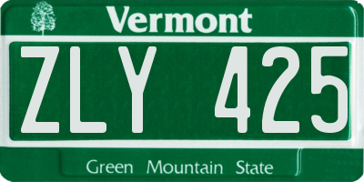 VT license plate ZLY425
