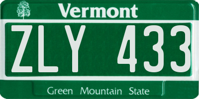 VT license plate ZLY433