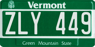 VT license plate ZLY449
