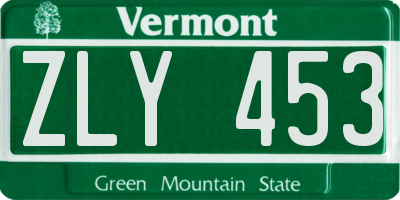 VT license plate ZLY453