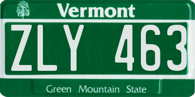 VT license plate ZLY463