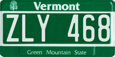 VT license plate ZLY468