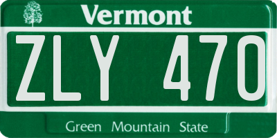 VT license plate ZLY470
