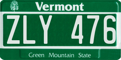 VT license plate ZLY476