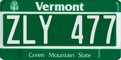 VT license plate ZLY477