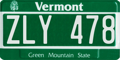 VT license plate ZLY478