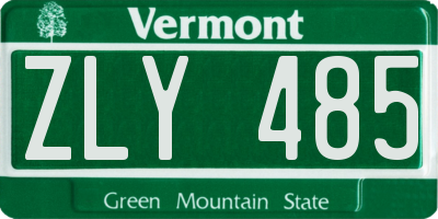 VT license plate ZLY485