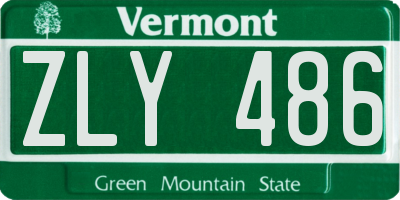 VT license plate ZLY486