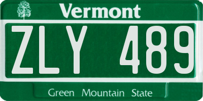 VT license plate ZLY489