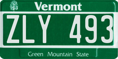 VT license plate ZLY493