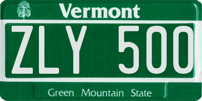 VT license plate ZLY500