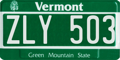 VT license plate ZLY503