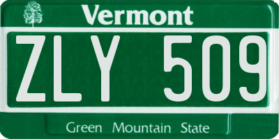 VT license plate ZLY509