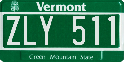 VT license plate ZLY511