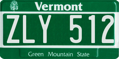 VT license plate ZLY512