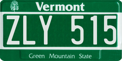 VT license plate ZLY515
