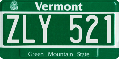 VT license plate ZLY521